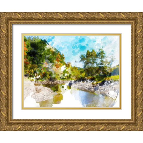 Tranquil Lake I Gold Ornate Wood Framed Art Print with Double Matting by Young, Chamira