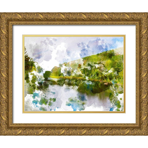 Tranquil Lake II Gold Ornate Wood Framed Art Print with Double Matting by Young, Chamira