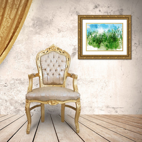 Grassy Bank Gold Ornate Wood Framed Art Print with Double Matting by Young, Chamira