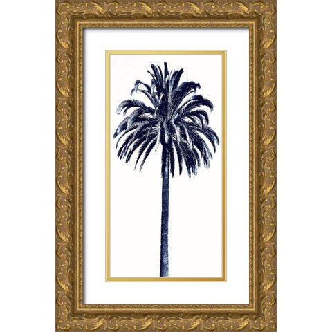 Palm Tree Blue III Gold Ornate Wood Framed Art Print with Double Matting by Blake, Madeline