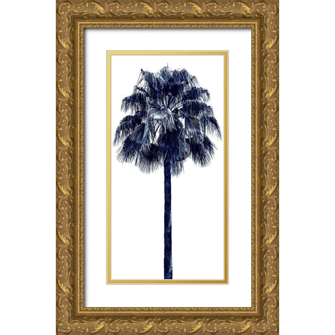 Palm Tree Blue IV Gold Ornate Wood Framed Art Print with Double Matting by Blake, Madeline