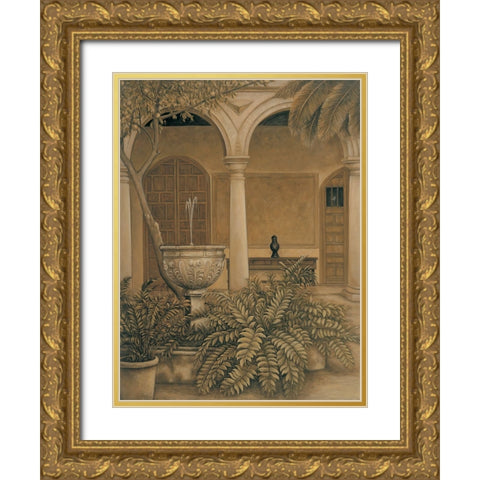 In the Courtyard Gold Ornate Wood Framed Art Print with Double Matting by Parks, David