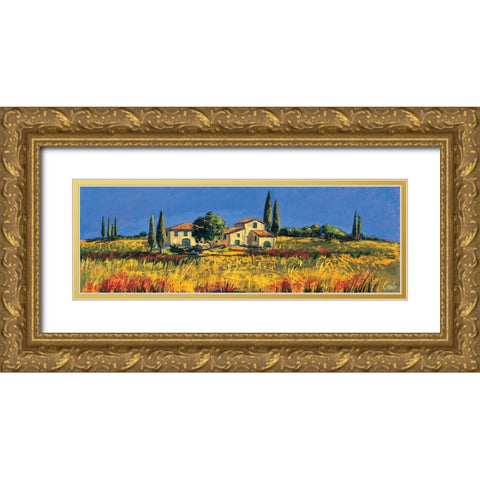 Campagna toscana Gold Ornate Wood Framed Art Print with Double Matting by Corallo, Daniela