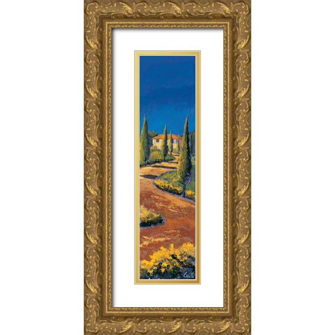 Strada sul poggio Gold Ornate Wood Framed Art Print with Double Matting by Corallo, Daniela