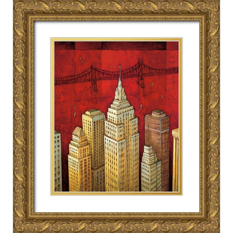 NYC I Gold Ornate Wood Framed Art Print with Double Matting by Stewart, David
