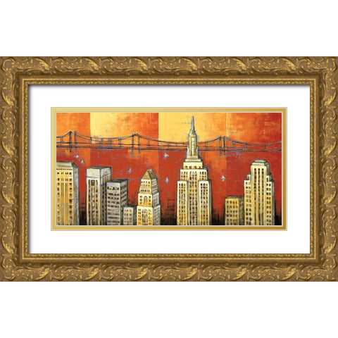 Manhattan I Gold Ornate Wood Framed Art Print with Double Matting by Stewart, David