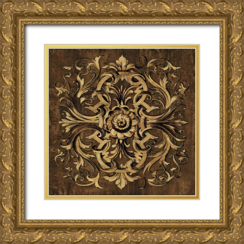 Classic Scroll I Gold Ornate Wood Framed Art Print with Double Matting by Wright, Dylan
