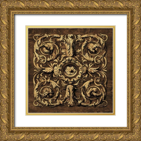 Classic Scroll II Gold Ornate Wood Framed Art Print with Double Matting by Wright, Dylan