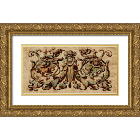 Patina II Gold Ornate Wood Framed Art Print with Double Matting by Wright, Dylan