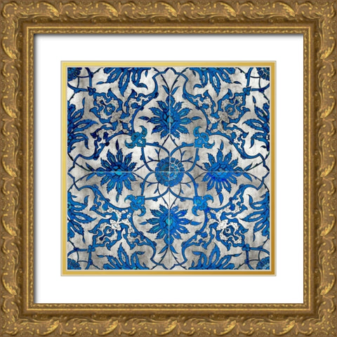 Ornate In Silver and Blue Gold Ornate Wood Framed Art Print with Double Matting by Roberts, Ellie