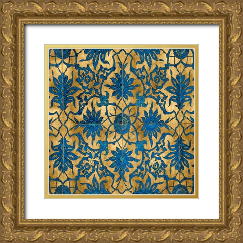 Ornate In Gold and Blue Gold Ornate Wood Framed Art Print with Double Matting by Roberts, Ellie