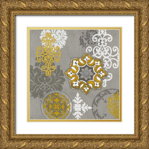 Decorative Ornaments In Gold I Gold Ornate Wood Framed Art Print with Double Matting by Roberts, Ellie