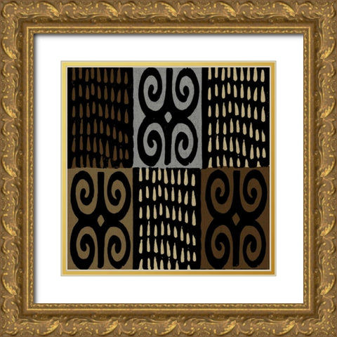 Mudcloth V Gold Ornate Wood Framed Art Print with Double Matting by Roberts, Ellie