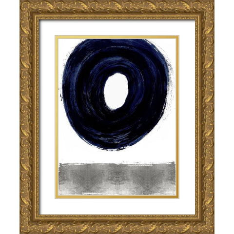 Glide Blue II Gold Ornate Wood Framed Art Print with Double Matting by Roberts, Ellie