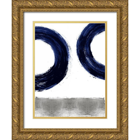 Gravitate Blue II Gold Ornate Wood Framed Art Print with Double Matting by Roberts, Ellie