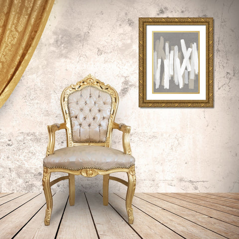 Strokes Neutral III Gold Ornate Wood Framed Art Print with Double Matting by Roberts, Ellie