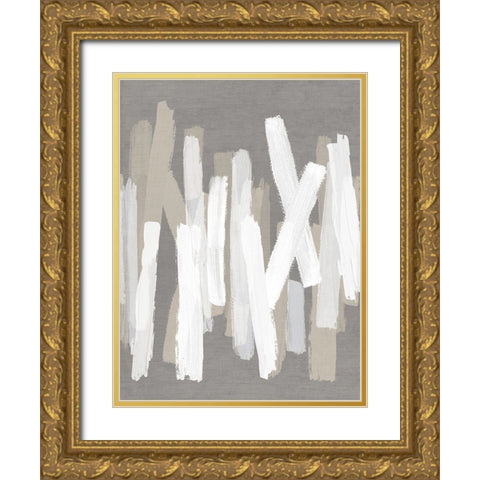 Strokes Neutral III Gold Ornate Wood Framed Art Print with Double Matting by Roberts, Ellie