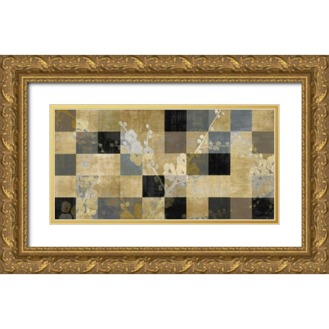 Blossoms In Gold Gold Ornate Wood Framed Art Print with Double Matting by Lange, Erin
