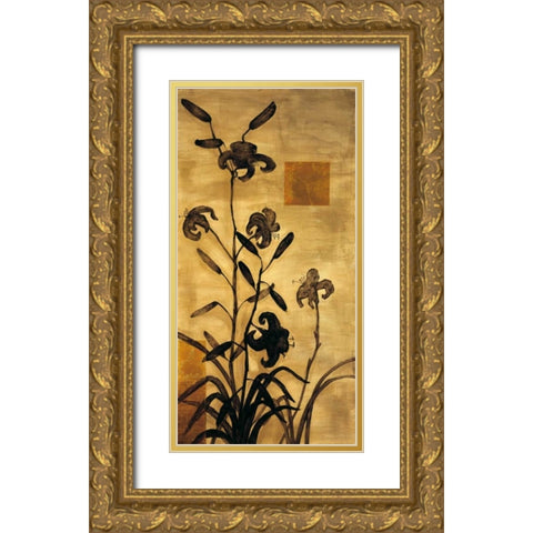 Lily Silhouette I Gold Ornate Wood Framed Art Print with Double Matting by Lange, Erin