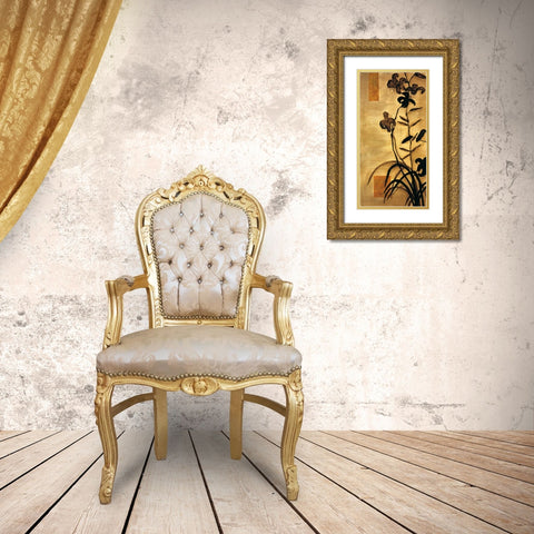 Lily Silhouette II Gold Ornate Wood Framed Art Print with Double Matting by Lange, Erin