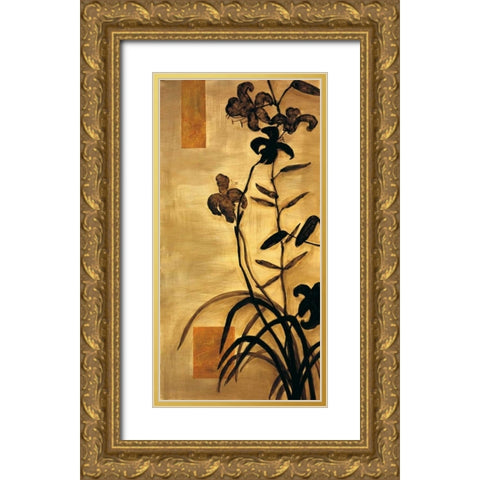 Lily Silhouette II Gold Ornate Wood Framed Art Print with Double Matting by Lange, Erin