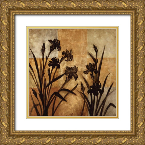 Iris Silhouette I Gold Ornate Wood Framed Art Print with Double Matting by Lange, Erin