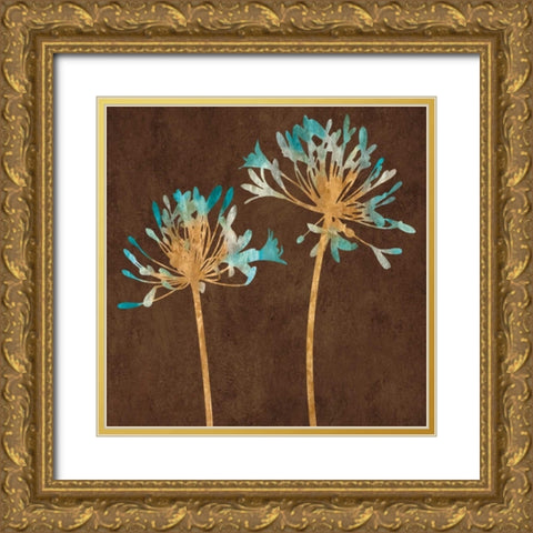 Teal Bloom II Gold Ornate Wood Framed Art Print with Double Matting by Lange, Erin