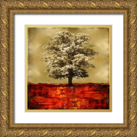 Stately - Red on Gold Gold Ornate Wood Framed Art Print with Double Matting by Turner, Eric