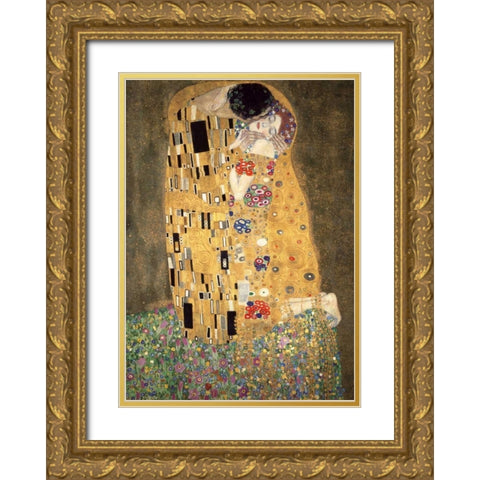 Der Kuss Gold Ornate Wood Framed Art Print with Double Matting by Klimt, Gustav