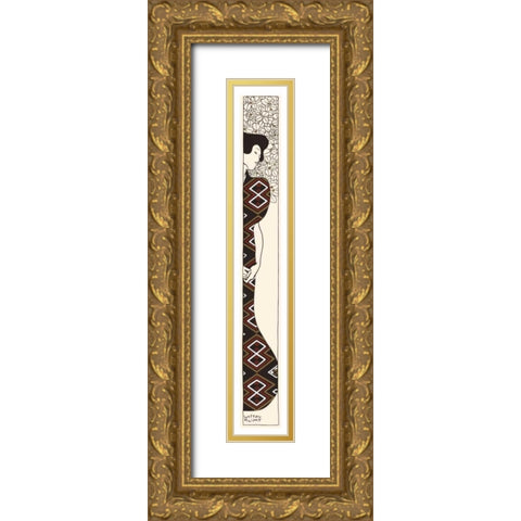 Silhouette 2 Gold Ornate Wood Framed Art Print with Double Matting by Klimt, Gustav