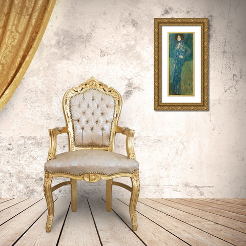 Portrait de Emilie Flge Gold Ornate Wood Framed Art Print with Double Matting by Klimt, Gustav