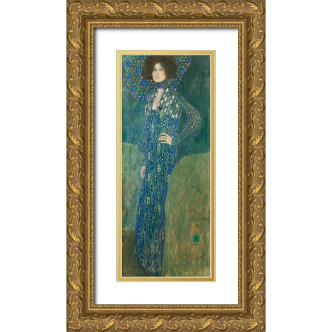 Portrait de Emilie Flge Gold Ornate Wood Framed Art Print with Double Matting by Klimt, Gustav