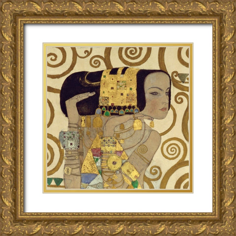 Expectation Gold Ornate Wood Framed Art Print with Double Matting by Klimt, Gustav