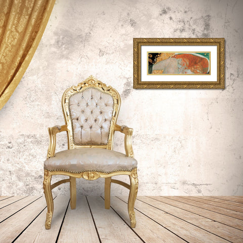 Danae Gold Ornate Wood Framed Art Print with Double Matting by Klimt, Gustav