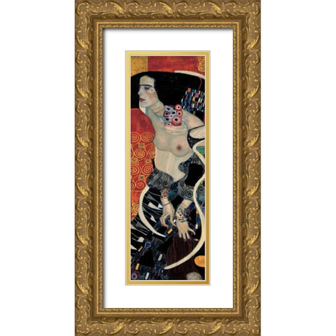 Judith II Gold Ornate Wood Framed Art Print with Double Matting by Klimt, Gustav