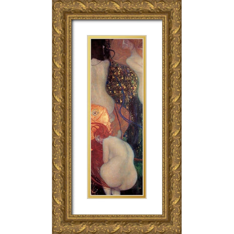Goldfish Gold Ornate Wood Framed Art Print with Double Matting by Klimt, Gustav
