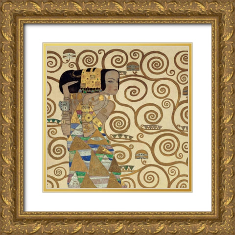 Expectation Gold Ornate Wood Framed Art Print with Double Matting by Klimt, Gustav