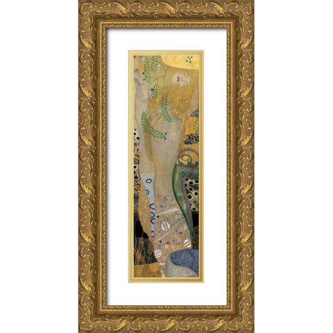 Sea Serpents I Gold Ornate Wood Framed Art Print with Double Matting by Klimt, Gustav