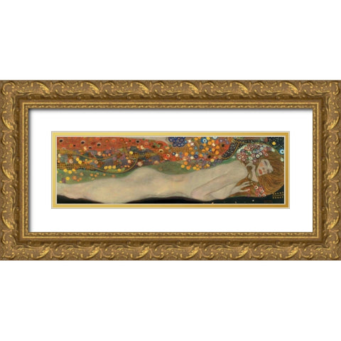 Sea Serpents III Gold Ornate Wood Framed Art Print with Double Matting by Klimt, Gustav