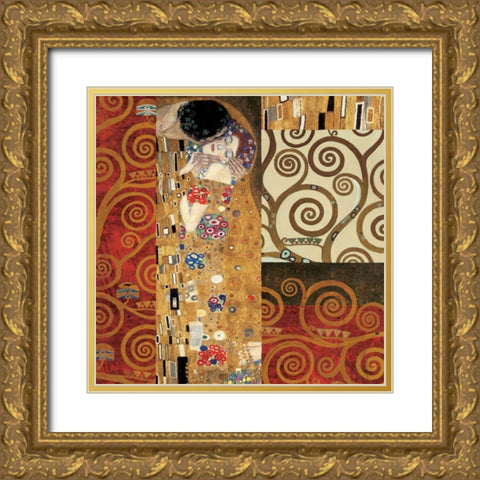 Klimt Details-The Kiss Gold Ornate Wood Framed Art Print with Double Matting by Klimt, Gustav