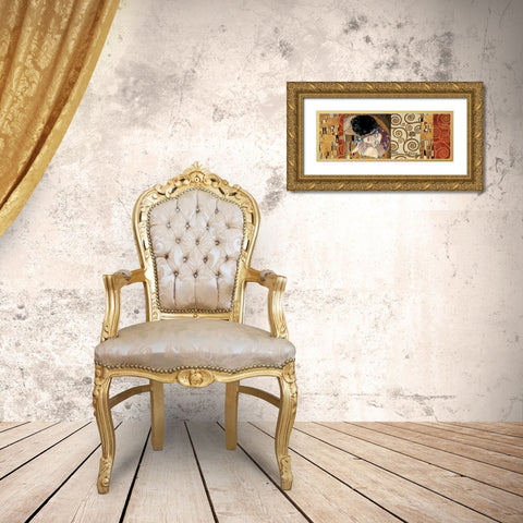 Klimt Deco-The Kiss Gold Ornate Wood Framed Art Print with Double Matting by Klimt, Gustav
