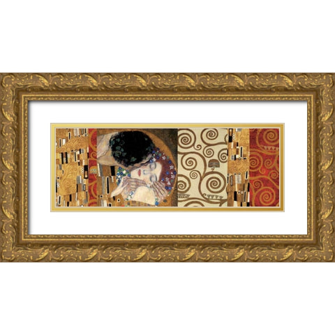 Klimt Deco-The Kiss Gold Ornate Wood Framed Art Print with Double Matting by Klimt, Gustav