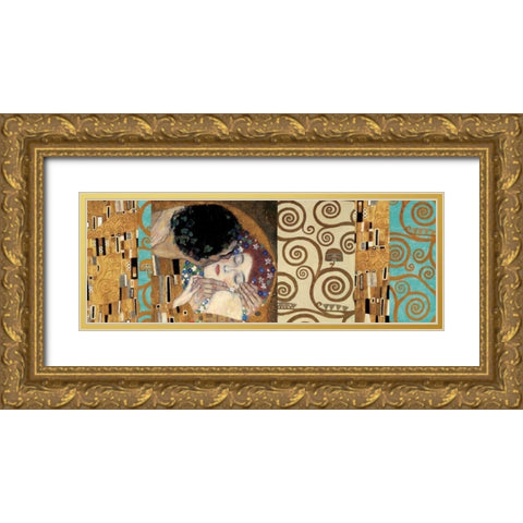 Klimt II 150th Anniversary - The Kiss Gold Ornate Wood Framed Art Print with Double Matting by Klimt, Gustav