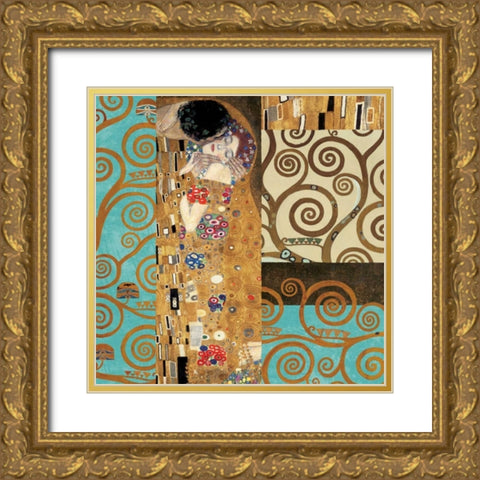 Klimt IV 150th Anniversary - The Kiss Gold Ornate Wood Framed Art Print with Double Matting by Klimt, Gustav