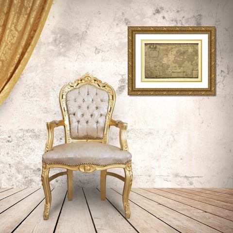 Orbis Terrae Descriptio Gold Ornate Wood Framed Art Print with Double Matting by Mercatore, Gerardo