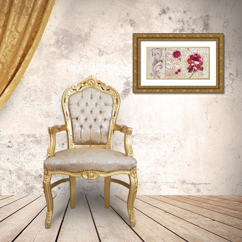 Fleurs Neoclassique I Gold Ornate Wood Framed Art Print with Double Matting by Simon, Helene