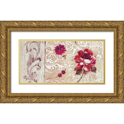 Fleurs Neoclassique I Gold Ornate Wood Framed Art Print with Double Matting by Simon, Helene