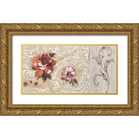 Fleurs Neoclassique II Gold Ornate Wood Framed Art Print with Double Matting by Simon, Helene