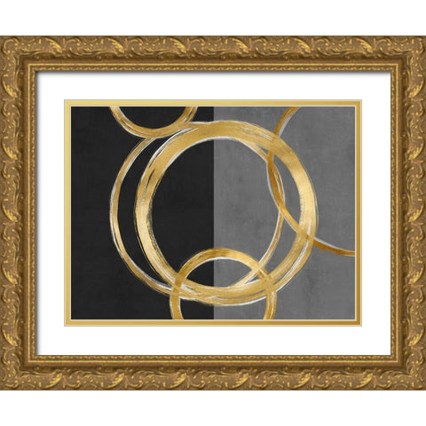 Unity Gold on Black I Gold Ornate Wood Framed Art Print with Double Matting by Harris, Natalie