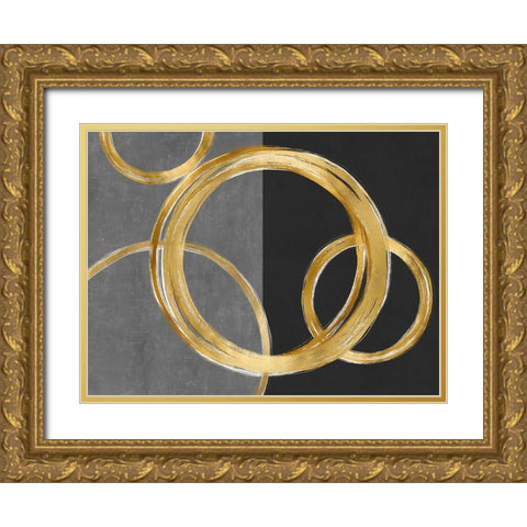 Unity Gold on Black II Gold Ornate Wood Framed Art Print with Double Matting by Harris, Natalie